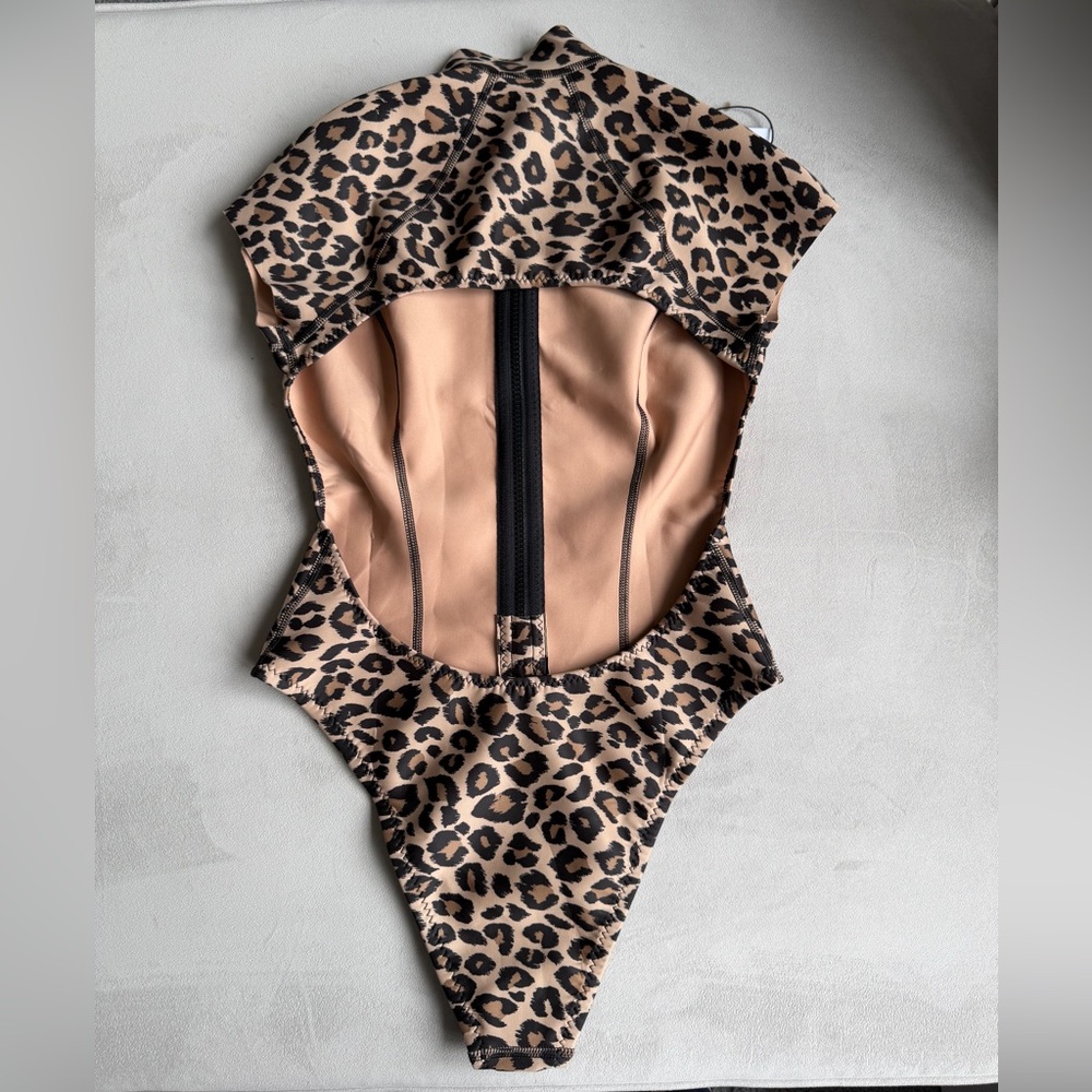 GIGI C x Free People Leopard Print Lydia Surf Suit Swim Suit Brown & Black NWT - Picture 6 of 7